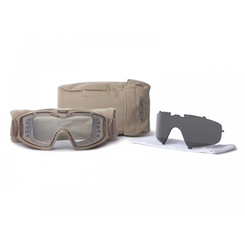 Тактическая баллистическая маска-очки ESS Influx AVS Goggle Terrain Tan 2 линзы Прозрачный/дымчатый