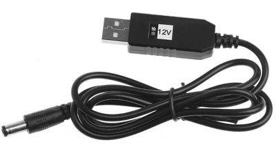 Кабель для роутера от повербанка с преобразователем на 12V, DC 2.1x5.5mm, USB 5V->12V, 1м