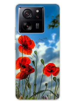 Силиконовый чехол ПринтОК для Xiaomi 13T Pro с украинскими цветами - Маки