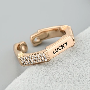 Кольцо Lucky 39606 ширина 5 мм белые фианиты позолота 18К18-19