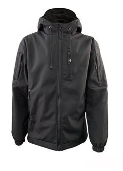 Куртка Tactic4Profi софтшел чорна з підкладкою фліс розмір 5XL (58)