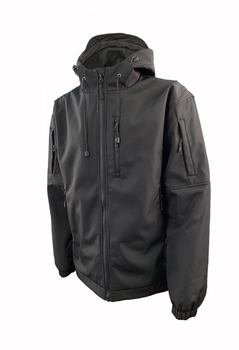 Куртка Tactic4Profi софтшел чорна з підкладкою фліс розмір 2XL (52)