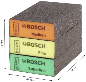 Губки шліфувальні Bosch Expert S471 Standard 69x97x26 мм M, F, SF, 3 шт (2608901175)