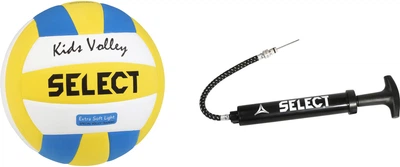Набор мяч волейбольный Select Kids Volley №4 Бело-голубой-желтый + насос для мячей Select 15 см (010) Черный (5703543040308-5703543204144)
