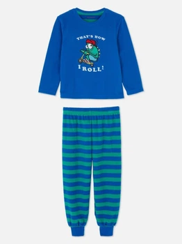 Пижама флисовая сине-зеленая Roll (кофта+штаны) Primark 110см (400093502)