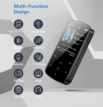MP3 плеер Benjie M9 Bluetooth 5.2 Hi-Fi 64Gb с клипсой English version