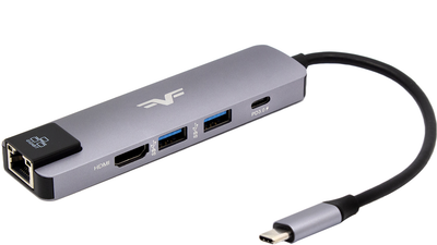USB-хаб Type-C Frime 5-в-1 2*USB3.0, PD, HDMI, RJ45 Space Grey (FH-5in1.311HL)