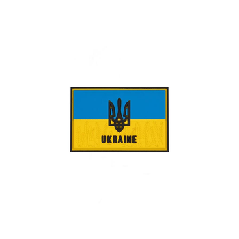 Шеврон на липучке ПВХ UMT Флаг Украины с гербом 60х40 мм Желто голубой