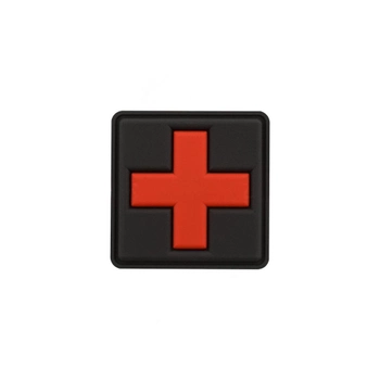 Шеврон на липучці ПВХ UMT Хрест для аптечки ( Медик ) 40х40 мм Червоний