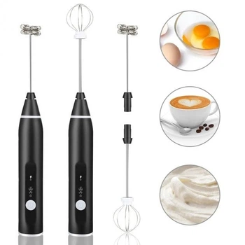 Портативный капучинатор ручной мини миксер Milk Frother пеновзбиватель-вспенитель молока и сливок аккумуляторный Черный
