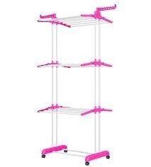 Сушилка для белья Garment Rack With Wheels 3 яруса розовая