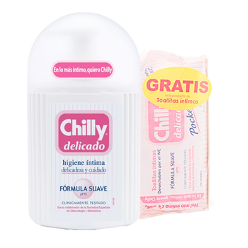 Zestaw produktów do higieny intymnej Żel Chilly Delicado Gel Intimo 250 ml + Chusteczki Chilly Delicado Toallitas Intimas (8002410032567)