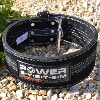 Пояс для пауерліфтингу Power System PS-3800 PowerLifting шкіряний Black/Grey Line L