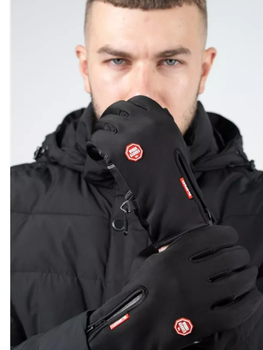 Перчатки для военных теплые на флисе плотные водоотталкивающие Black XL