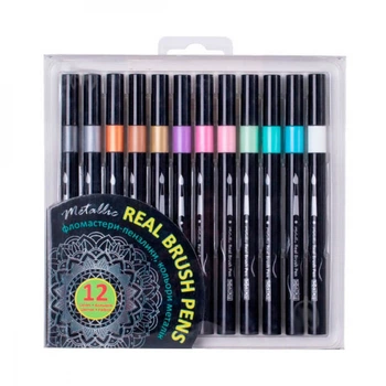 Фломастери «REAL BRUSH» металік 12 кольорів Maxi MX15236 Maxi (MX15236)