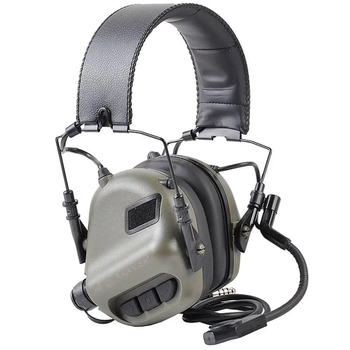 Тактичні активні навушники Earmor М32 + кріплення чебурашка OPS Core Оливковий (900896) Kali