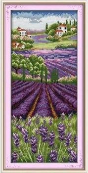 Набор для вышивания по нанесённой на канву схеме"Lavender champaign". AIDA 14CT printed, 21*45 см