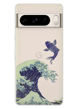 Прозорий силіконовий чохол iSwag для Pixel 8 Pro з малюнком - Велика хвиля в Канагаві (ISGP8P75)