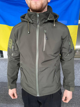 Куртка армійська SoftShell Олива осінь/зима на флісі XL (0511)