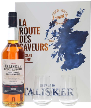 Виски односолодовый Talisker Port Ruighe 0.7 л 45.8% в подарочной упаковке + 2 стакана (5000281069036)