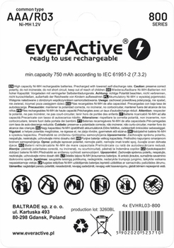 Акумулятор everActive R03/AAA 800 mAH блістер 4 szt. (EVHRL03-800)