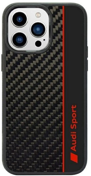 Etui plecki Audi Carbon Fiber Stripe do Apple iPhone 14 Pro Black (6955250225311)