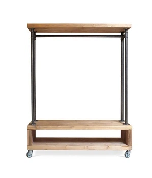 Дизайнерская Напольная вешалка в стиле Loft Design 100x40x170h Серый/Дерево ATL374