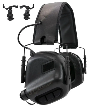 Тактичні навушники Earmor М31 + кріплення на шолом OPS Core чебурашка Чорний (Kali)