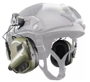 Активні навушники Earmor М32Н з гарнітурою під шолом Оливковий (Kali) зі стререоскопічним мікрофоном водонепроникні швидка заміна батареї