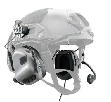 Тактичні активні навушники Earmor М32Н із кріпленням та гарнітурою під шолом Сірий (Kali)