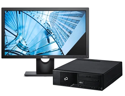 Комплект ПК: Fujitsu Esprimo E500 E85+ SFF / Intel Core i5-2400 (4 ядра по 3.1 - 3.4 GHz) / 8 GB DDR3 / 120 GB SSD NEW / Intel HD Graphics 2000 / DVD-ROM + Монітор Dell E2016HV / 20" (1600x900) TN / 1x VGA / VESA 100x100 б/в