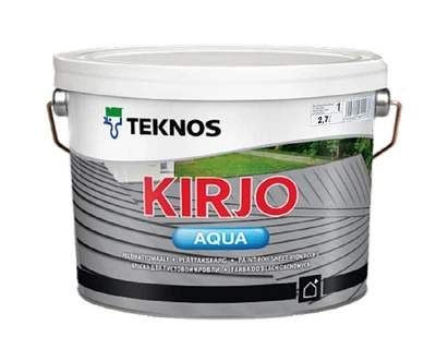 Эмаль акриловая TEKNOS KIRJO AQUA для крыш и листового металла белый (база 1) 2,7л