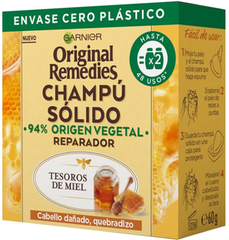 Szampon dla włosów zniszczonyc Garnier Original Remedies Shampoo Solido Cabello Dalicado Quebradizo 60 g (3600542372473)