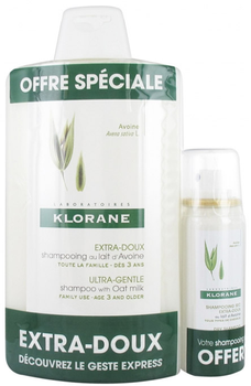 Zestaw Klorane Extra Gentle Oatmeal Shampoo 400 ml + Dry Shampoo 50 ml (3282779327718)