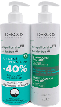 Zestaw Vichy Dercos Double Dandruff Shampoo Grasa 2 x 400 ml (8431567492243)