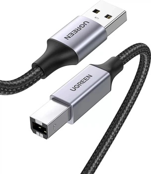 Кабель для принтера UGREEN US369 USB-A 2.0 - USB-B 2.0 Cable Braided, 1.5m Black 80802