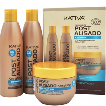 Набір для випрямлення волосся Kativa Post Alisado Шампунь 250 мл + Кондиціонер 250 мл + Маска 250 мл (7750075024274)