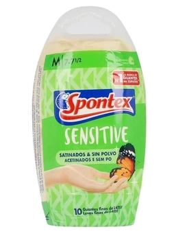Рукавички медичні Spontex Latex Sensitive Guantes Satinados Sin Polvo Talla M 10 U (8001700610201)