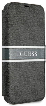 Etui z klapką Guess Book 4G Stripe do Apple iPhone 13 mini Grey (3666339032081)