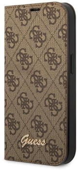 Etui z klapką Guess Book 4G Vintage Gold Logo do Apple iPhone 14 Plus Brown (3666339083212)