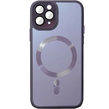 Чехол TPU Glass Sapphire Midnight для Apple Айфон 15 Pro с поддержкой MagSafe и стеклянной панелью Deep Purple