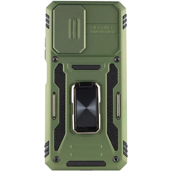 Чохол зі шторкою для камери Camshield Army Ring для Xiaomi Redmi Note 11 Pro 4G/5G, Redmi Note 11E Pro та Redmi Note 12 Pro 4G , ударостійкий кейс з кільцем-тримачем та функцією підставки Army Green