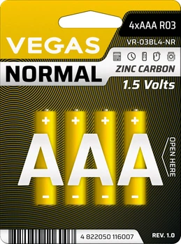 Первичный элемент питания Vegas Normal VR-03BL4-NR AAA Zinc-Carbon 4 шт (4822050116007)