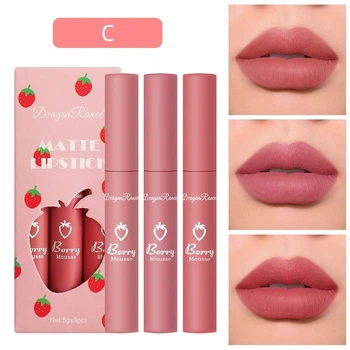 Набор водостойких жидких матовых помад Dragon Ranee Matte Lipstick C 3 шт по 5 мл
