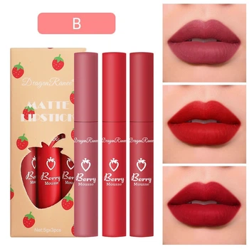 Набор водостойких жидких матовых помад Dragon Ranee Matte Lipstick B 3 шт по 5мл