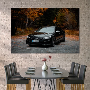 Картина автомобиль картина в детскую офис Чёрный автомобиль Audi S7 Sportback Quattro 120x80 см (A1204-1)