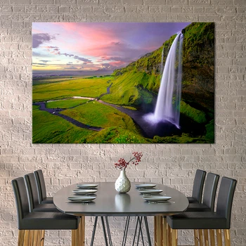 Картина природа картина в спальню офис Знаменитый водопад Сельяландсфосс 51x34 см (A1142-1)