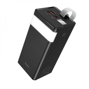 Повербанк Hoco J86A Powermaster (50000 mAh, 22.5 Вт, QC 3.0, PD, x2 USB-Type-A, USB-Type-C, micro USB, 3A, LED - ліхтар) - Чорний