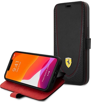 Etui z klapką Ferrari Book Leather Curved Line do Apple iPhone 13 Pro Black (3666339025373)