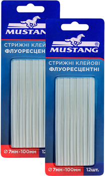 Клеевые стержни Mustang 7 х 100 мм флуоресцентные 12 шт/блистер 2 шт (HMS7100F)